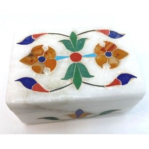 Marble Jewelry Box Floral Pattern Inlay Work Anklet Box for Mother